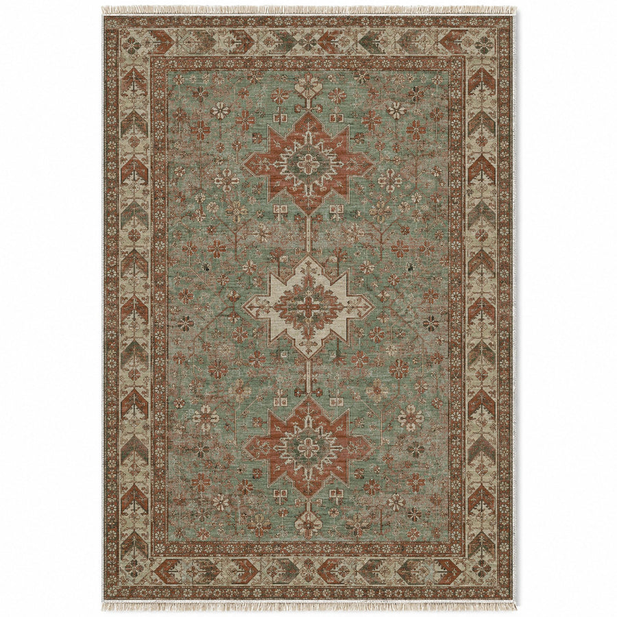 Yagcibedir Stars Clay & Sage Anatolian Washable Rug