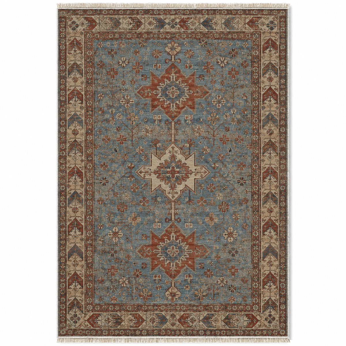 Yagcibedir Stars Grey & Brown washable rug top view