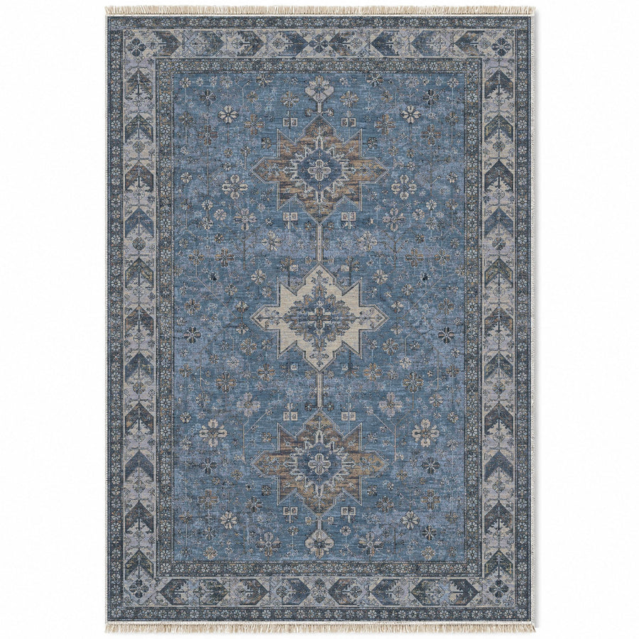 Yagcibedir Stars Mineral Blue Anatolian Washable Rug