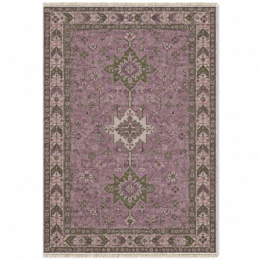 Yagcibedir Stars Rose & Olive Anatolian Washable Rug