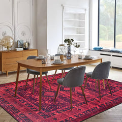 Rugs Depot RW1009 – Machine Washable Red Tribal Medallion Rug | Oriental Geometric Carpet for Living Room, Bedroom & Office