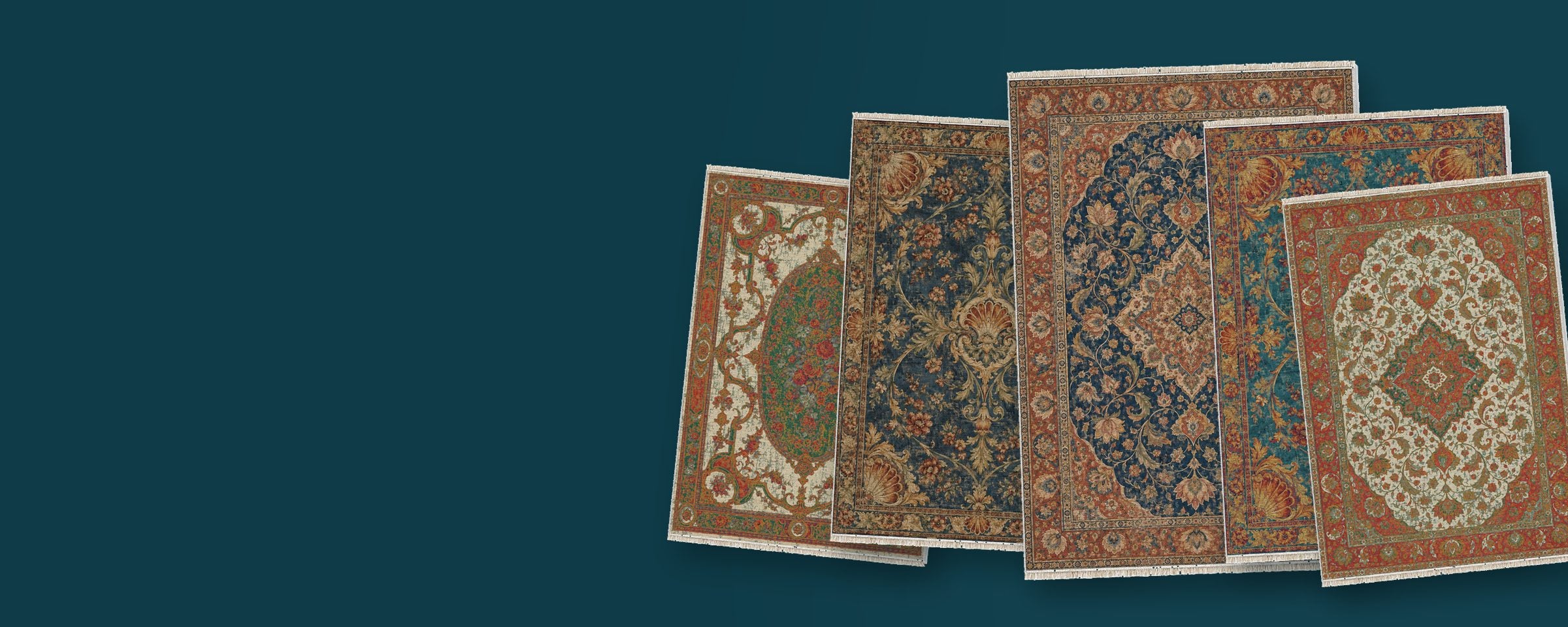 Five Palace Collection washable rugs inspired by Persian palace carpets